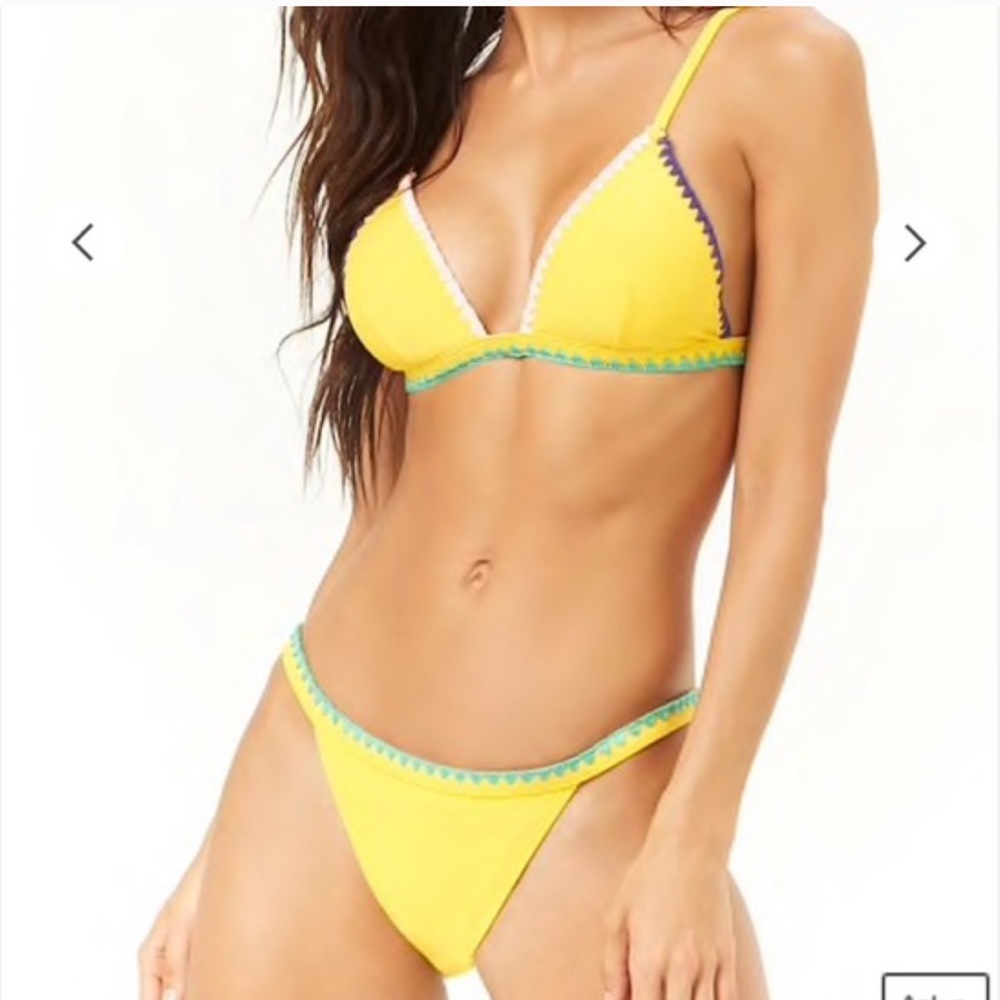 Forever 21 Yellow triangle bikini set size XL